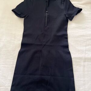 Chic Black Ribbed Mini Dress